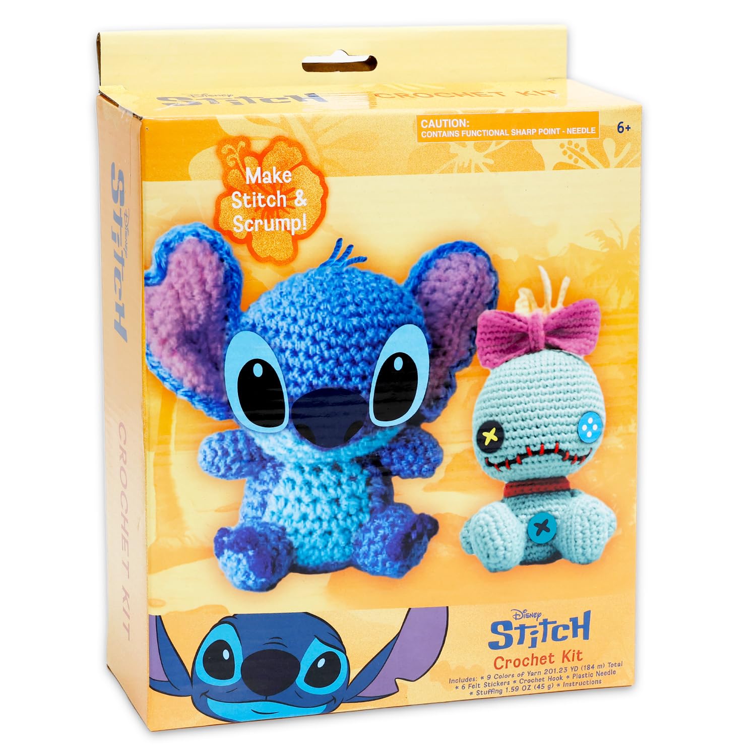 Lilo and Stitch Kit de ganchillo para principiantes, paquete con patrones de ganchillo de puntada y Scrump, hilo, calcomanías, más | Kit de manualidades Disney para niños