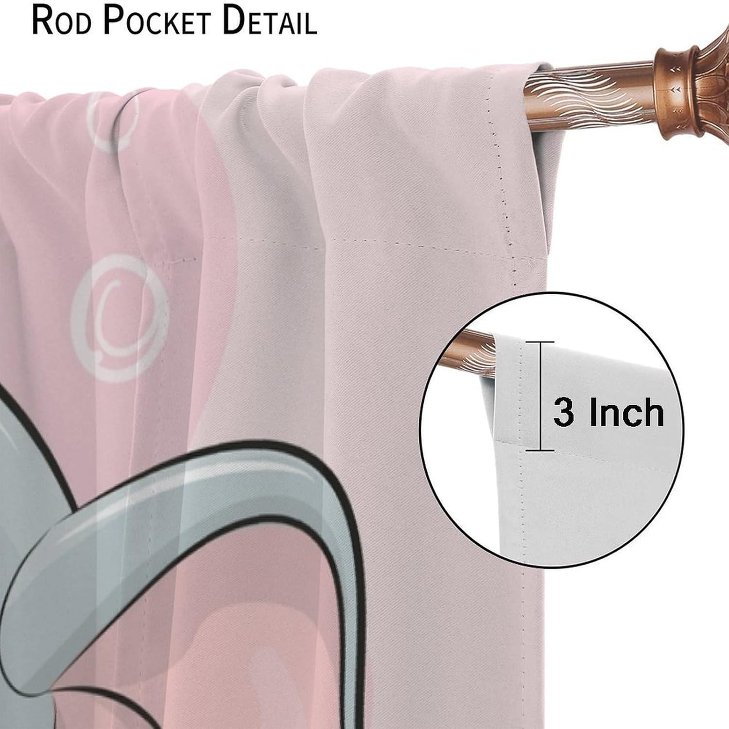Cartoon Elephant Curtains Cute Baby Elephant Birds Butterfly Pattern for Kids Room Decoration Blackout Print Rod Pocket Window Drapes for Bedroom Living Room 42x45in