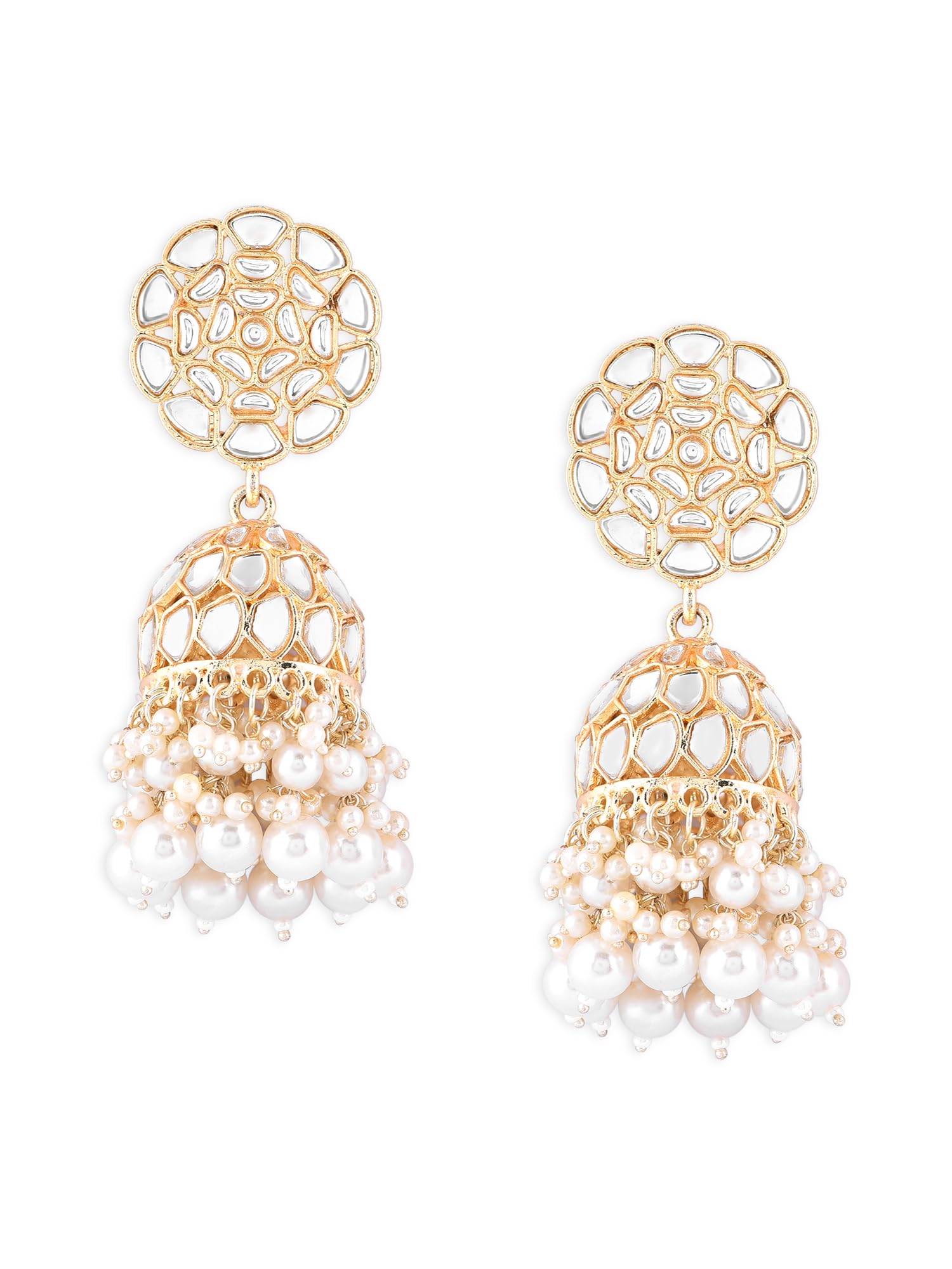 Zaveri Pearls Gold Tone Dazzling Kundan & Cluster Pearl Drops Statement Jhumki Earring For Women -ZPFK16206 (B0CGHTKDQD) Amazon Price History, Amazon Price Tracker