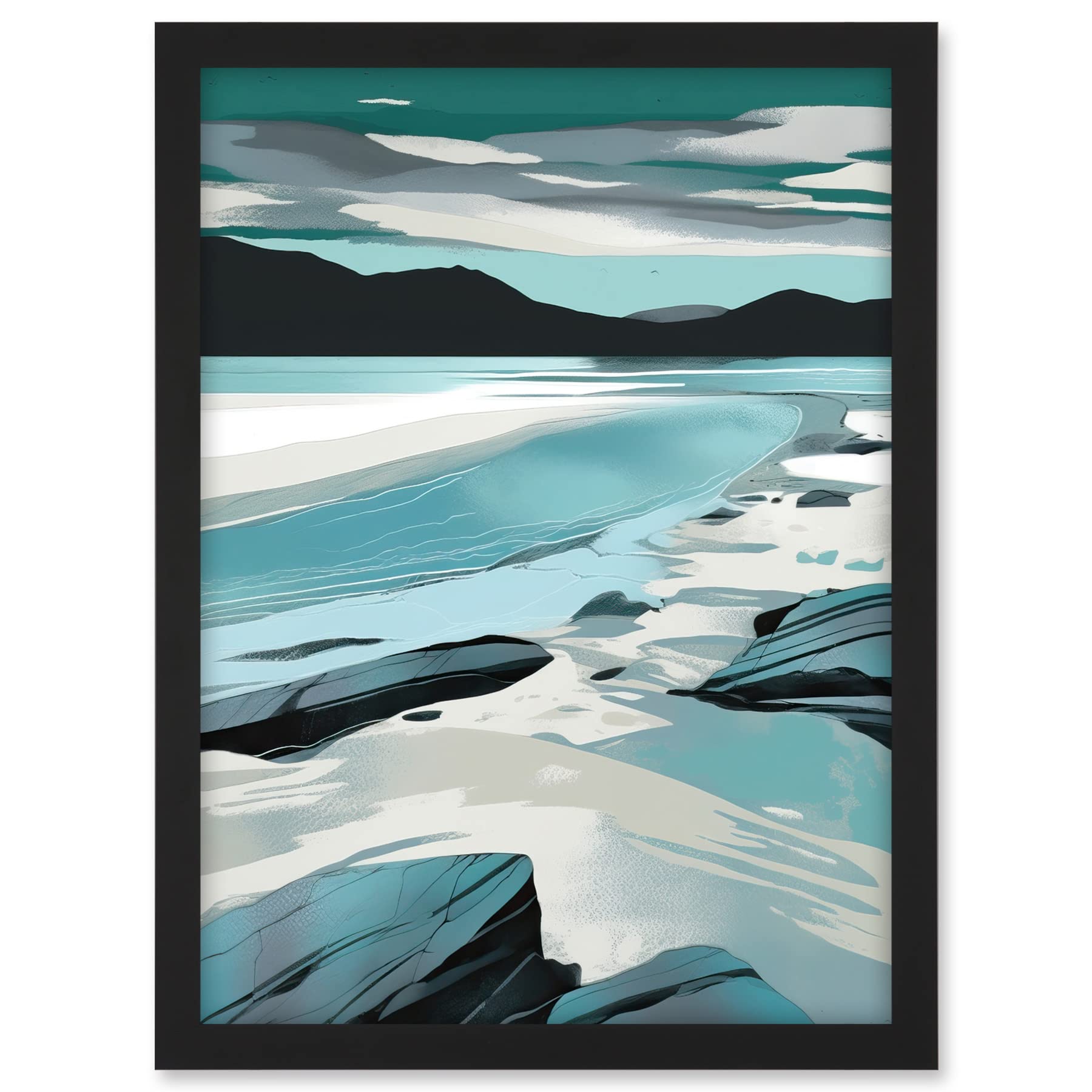 Artery8 Luskentyre Beach Isle of Harris Coastal Landscape Artwork Framed A3 Wall Art Print