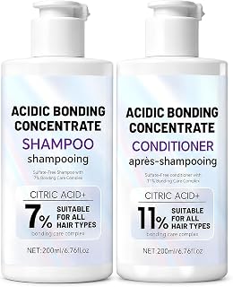 Grospe Acidic Bonding Shampoo and Conditioner Set,2 x 6.76 Fl Oz | Dual-Strength 7% + 11% Bonding Complex with Citric Acid for Dry, Damaged Color-Treated Hair Sulfate-Free Shiner-Looking Hair