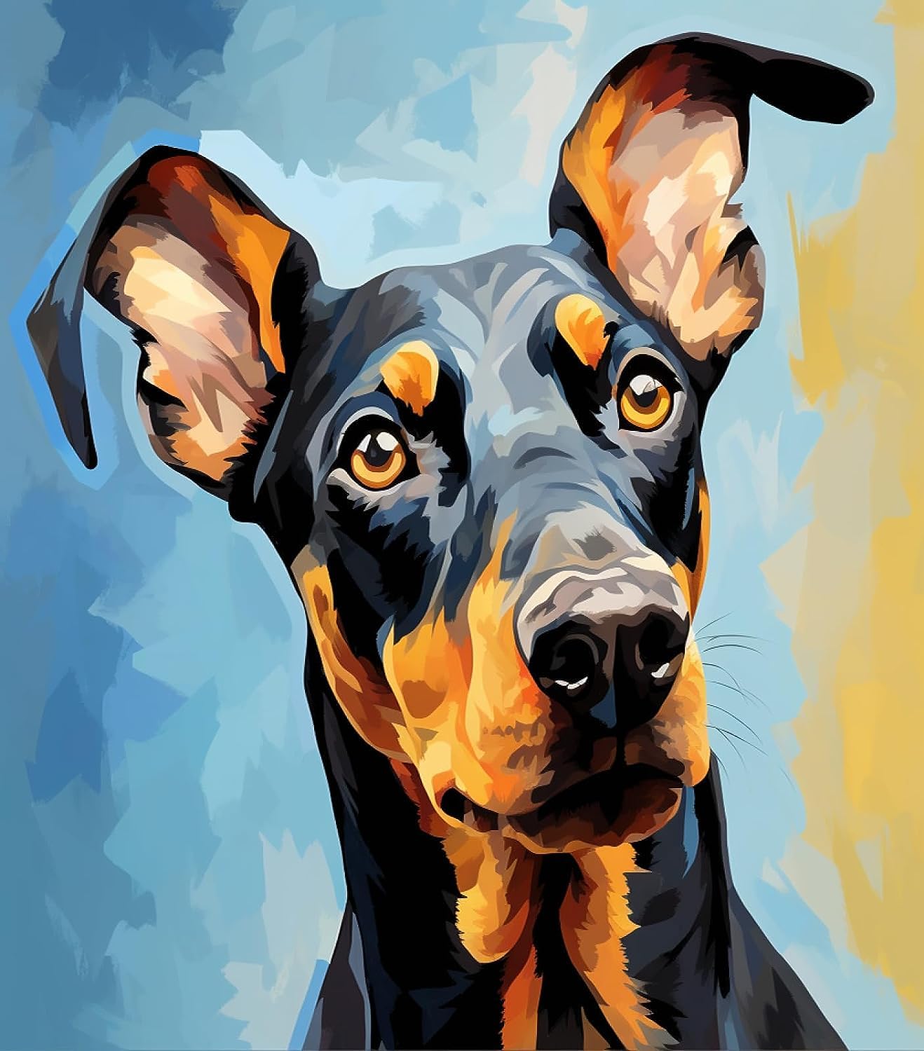 Paint by Numbers for Teens Paint by Numbers Kits Doberman Pinscher Art Oil Painting The Family Decorates Wall Decoration Unique Gift 40x50cm