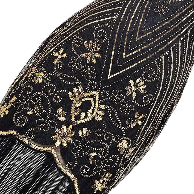 Image of 867 - Plus Size 1920s Vintage Fringed Sleeves Gatsby Sequin Tassels Hem Flapper Party Prom Cocktail Concert Dress