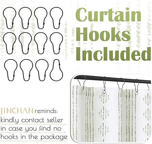 Miniatura 7 de jinchan Cortina de ducha de tela gris y blanca para baño, cortina de ducha moderna a rayas, juego de cortina de baño gris otoñal, impermeable, 70 x