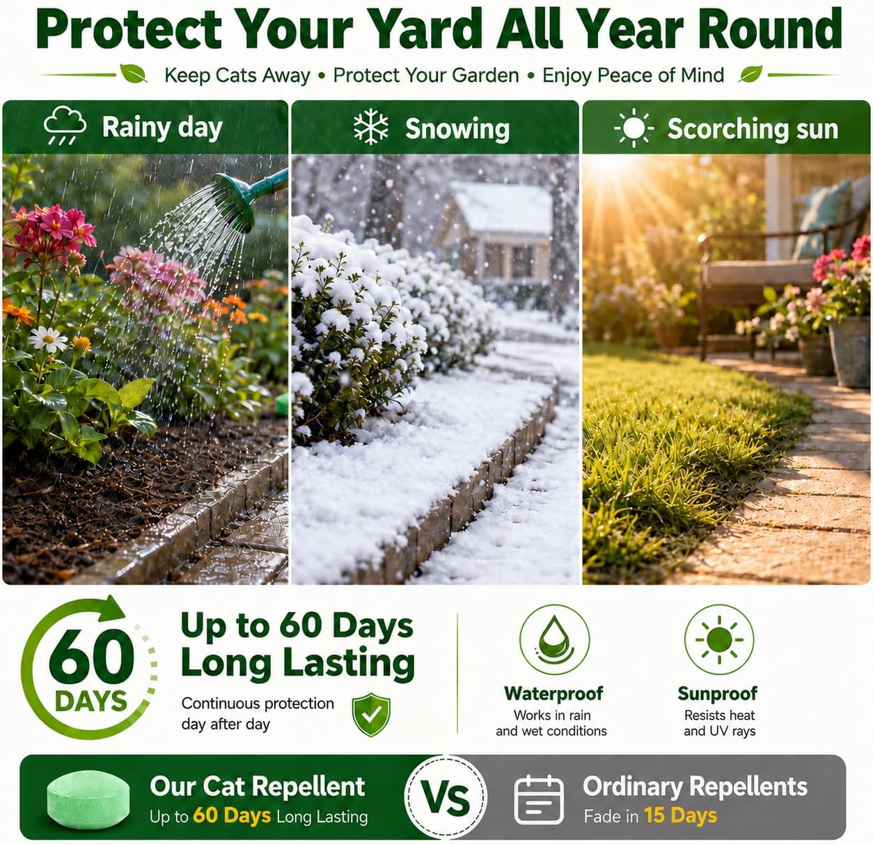 Cat Repellent Outdoor, 10 Pack Natural Peppermint Oil Deterrent Balls for Garden Lawn & Patio, Plant-Based Scent Helps Keep Cats Away from Yard, Flower Beds, Mulch and Outdoor Furniture
