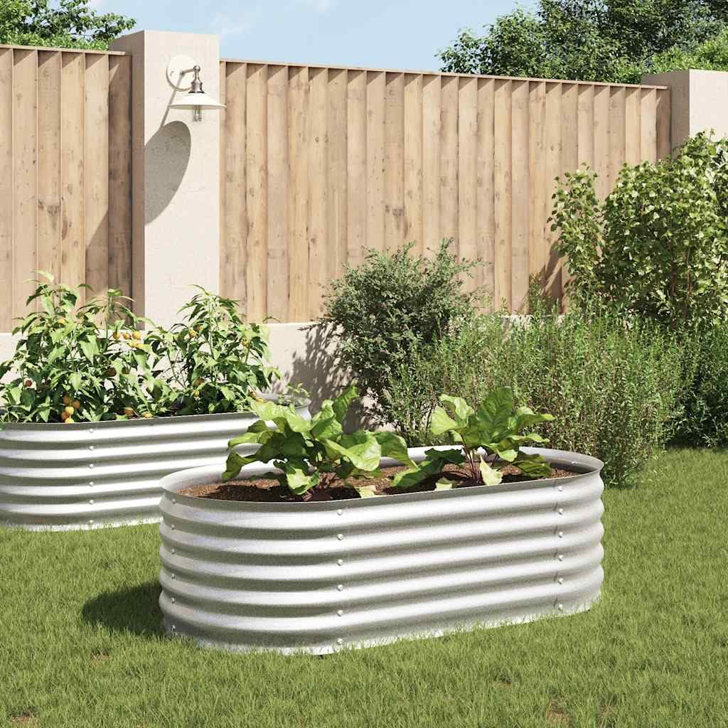 Bancal alto de 160 x 80 x 44 cm de acero galvanizado plateado, diseño moderno, robusto, para jardín, terraza y balcón
