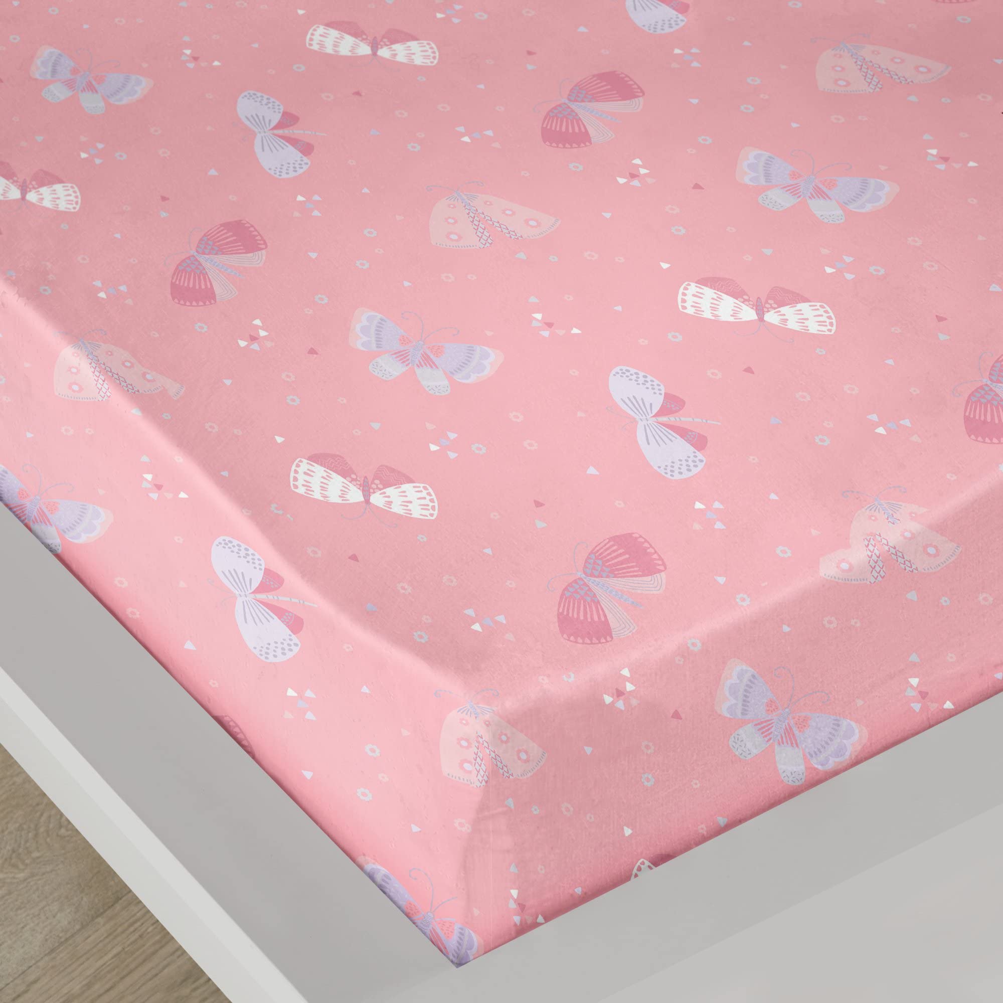 Bedlam - Pink Butterflies Bed Sheet - Pink Single Fitted Sheet (190 x 90 x 28cm) - Butterflies & Flower Bed Sheet for Girls - Butterfly Bedroom Accessories - Girls Bedding - Matching Bedding Available