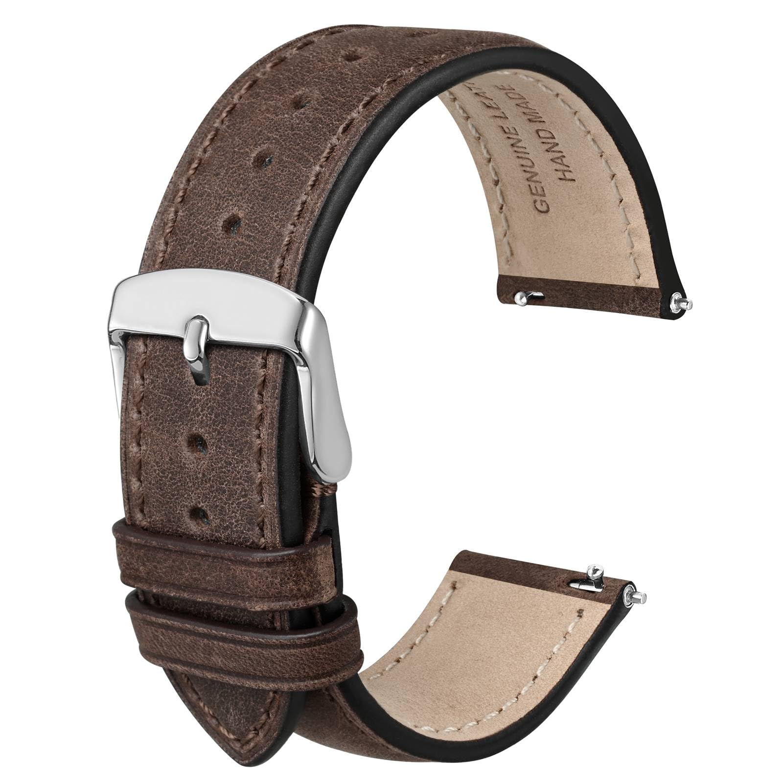 Retro Watch Band Quick Release, Crazy Horse Leather Watch Straps for Men and Women, Band Width - 18mm 20mm 22mm 16mm 19mm 24mm
