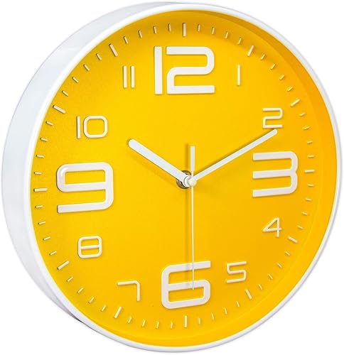 Miniatura 3 de 45MinST Reloj de pared moderno con esfera de números 3D de 10 pulgadas, silencioso, redondo, sin tictac, para decoración del hogar, con números