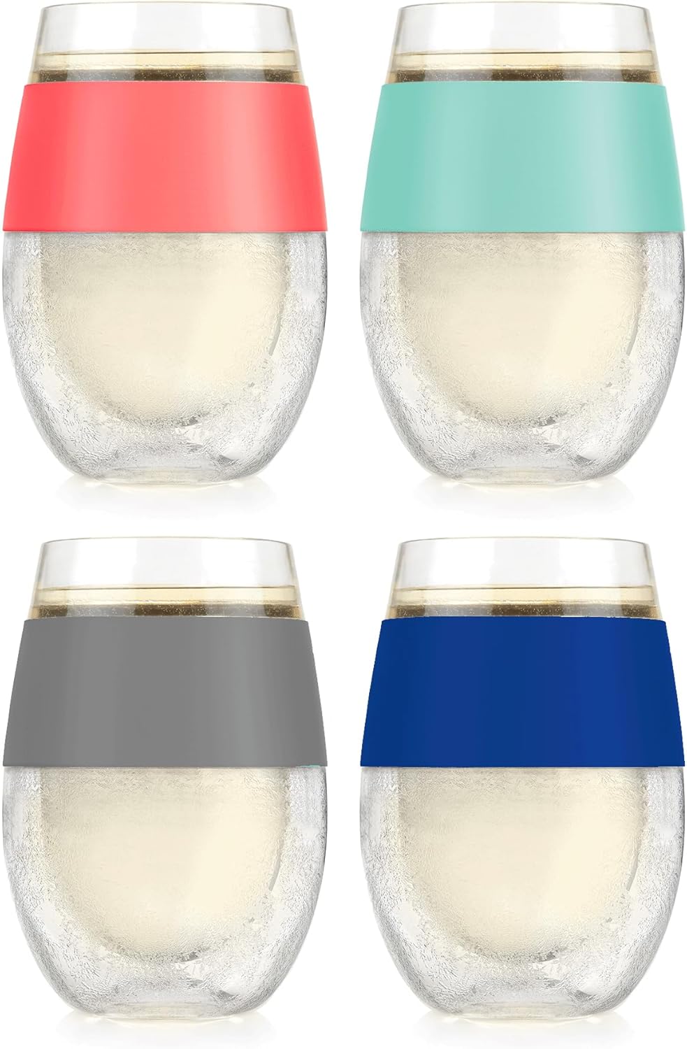 Host Wine Freeze Cooling Cups, Plastic Wine Glasses for Red and White Wines, Double Wall Insulated Freezable Drink Chilling Tumbler, Champagne Gifts for Women, 8.5 oz, Set of 4, Assorted Colors - Image 12