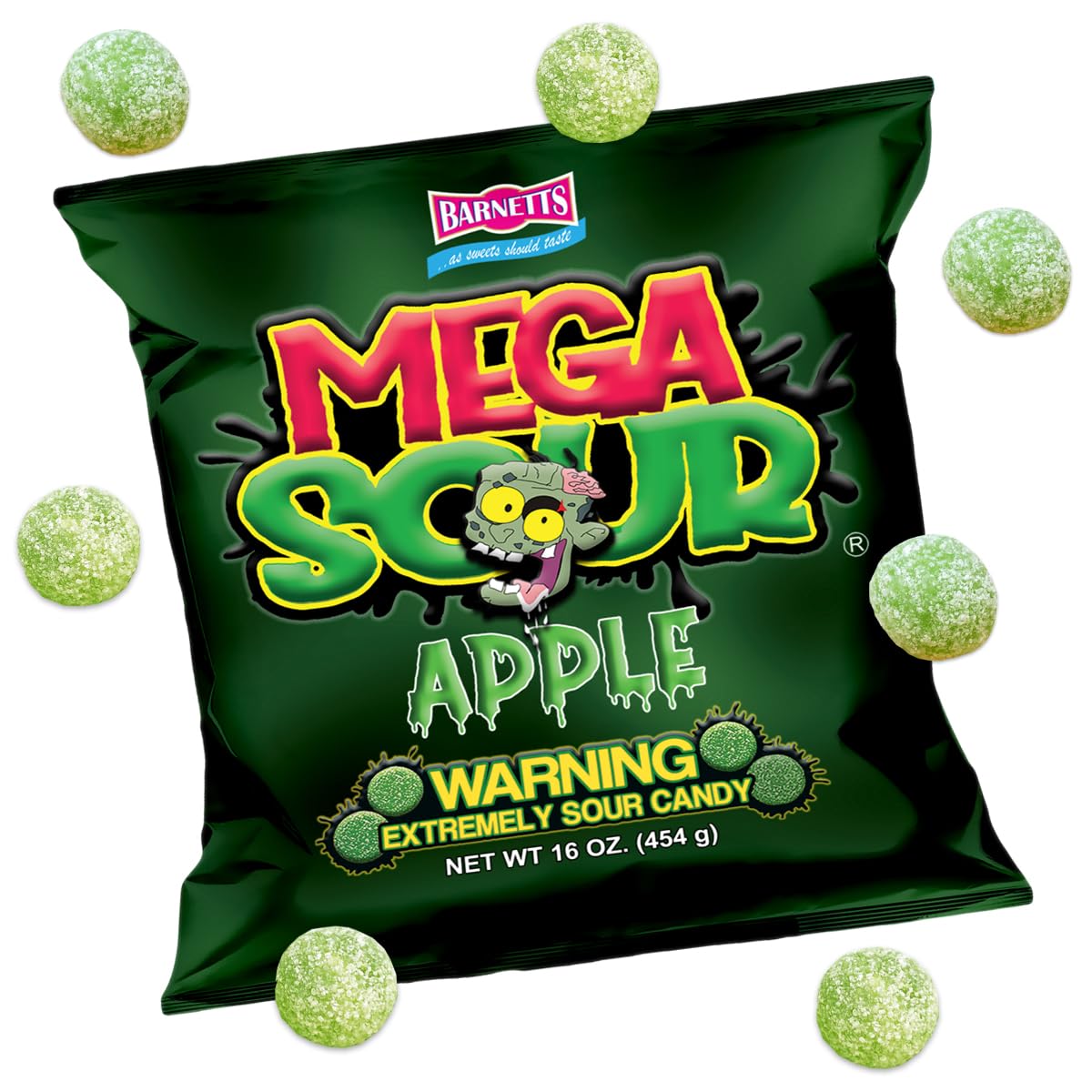 Mega Sour Candy Apple 454g - Trendy Sweet Bags - Traditionally Handmade Sweets - Sour Coating Lasts 20 Seconds - Candies for Party Bag, Gift Hamper, or Hamper Box