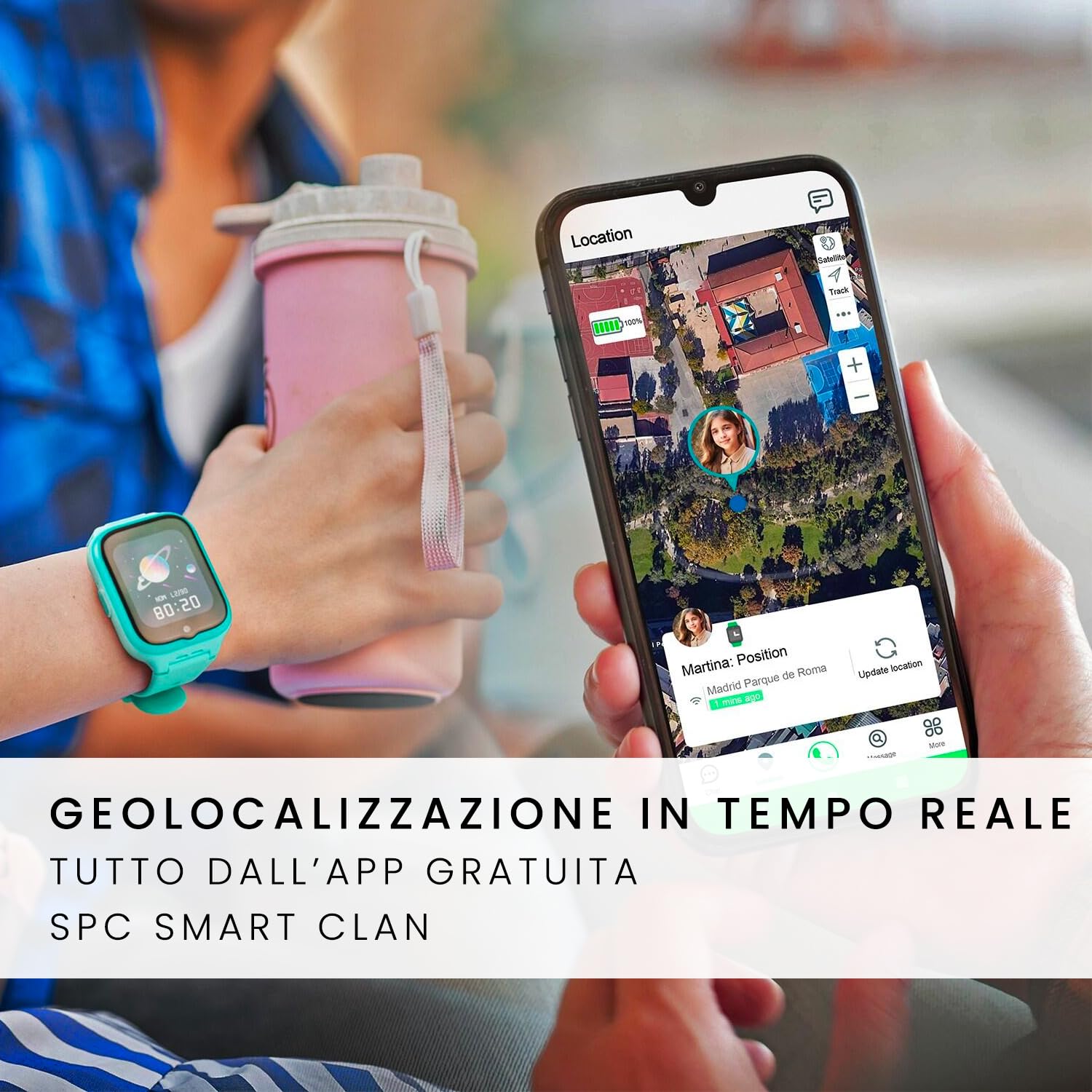 SPC Smartee 4G Kids Smart Watch dla dzieci, GPS, rozmowy wideo i rozmowy wideo, czat rodzinny, tryb szkolny, przycisk SOS, IP68 i zarządzanie smartwatchem w darmowej aplikacji Smart Clan
