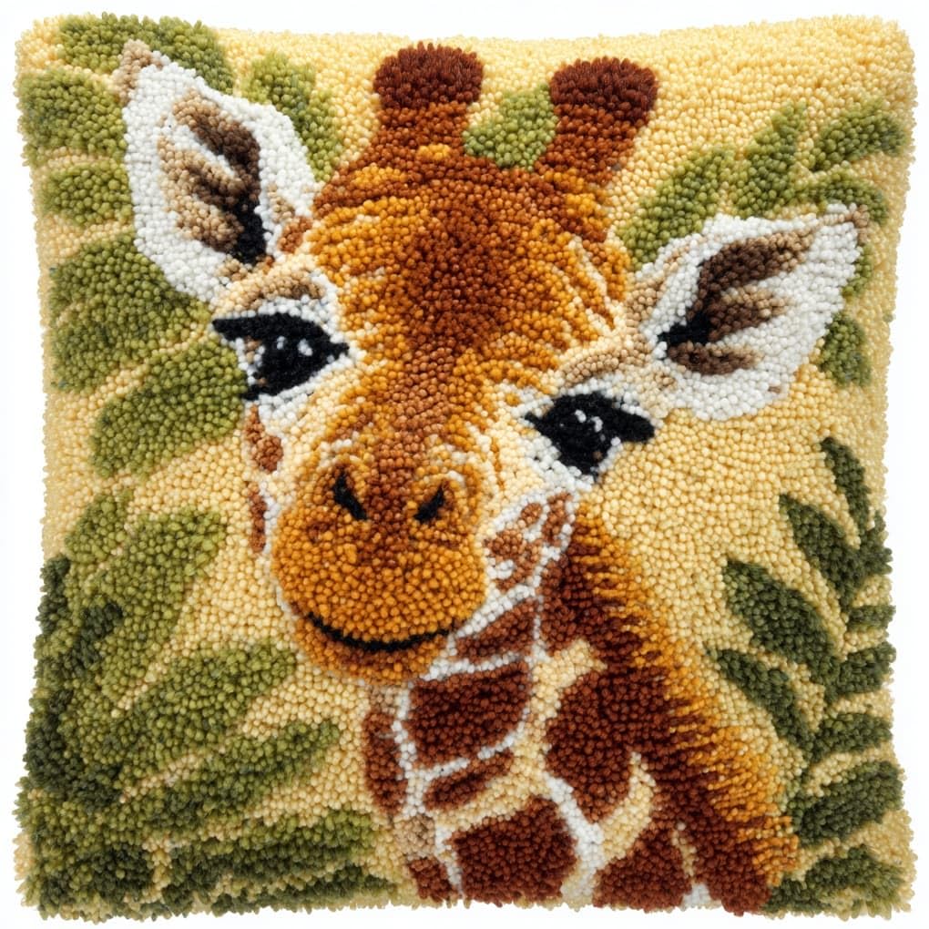 WallustrioaW Latch Hook Kits Pillow,Animal Giraffe