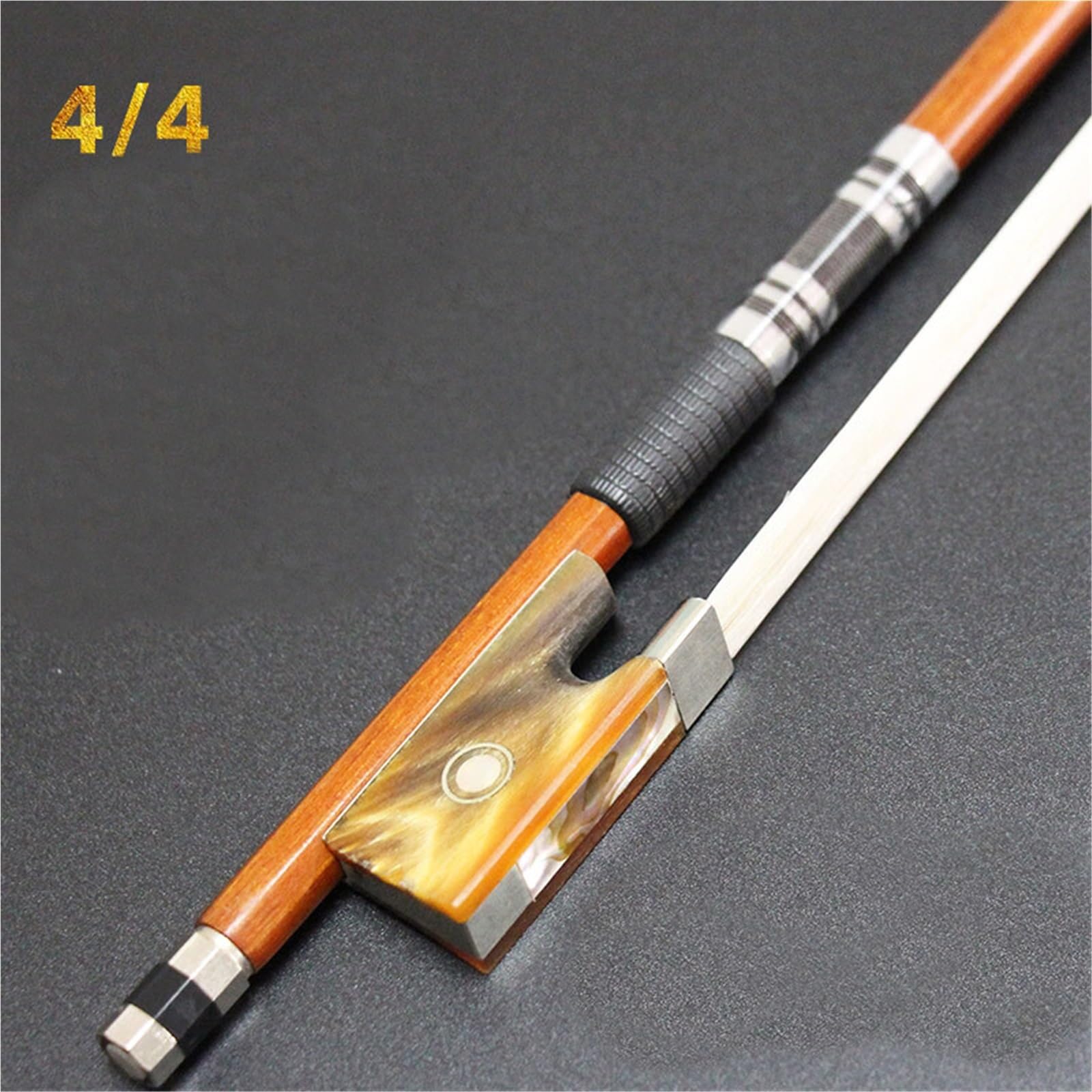 Arco Violín Profesional Arco de violín de madera brasileño cola de caballo natural grado de rendimiento 4/4 3/4 1/2/ 1/4 1/8 tamaño arco(4/4)