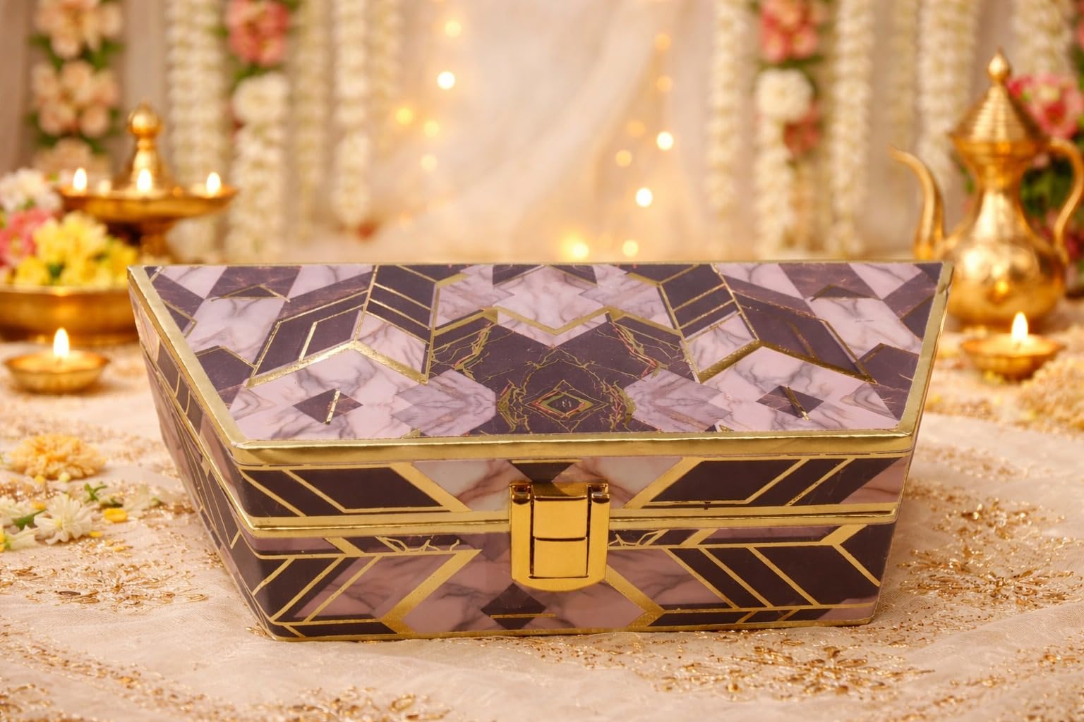 Luxury Mosaic Cash Gift Box with Velvet Interior | Premium Shagun & Wedding Money Box | Decorative Envelope & Jewelry Storage Box for Weddings, Festivals & Gifting (Pack of 1).-image-37