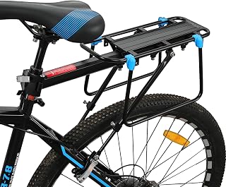 Mimoke Portaequipajes de bicicleta ajustable de aleación de aluminio con reflector para bicicleta de 24 a 29 pulgadas, cierre rápido y montaje, carga máxima de 50 kg