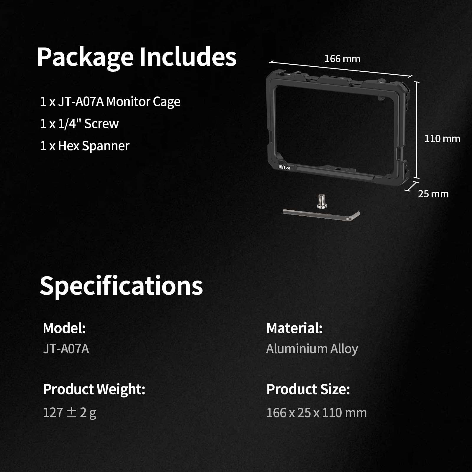 Nitze Shinobi 2 Cage, Jaula para Atomos Shinobi II/Shinobi Go, Jaula para Monitor con Riel NATO - JT-A07A