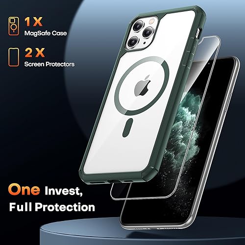 Miniatura 319 de TAURI Funda 3 en 1 para iPhone 13 Pro, [no amarilla] con 2 protectores de pantalla, funda delgada a prueba de golpes para iPhone 13 Pro, color negro