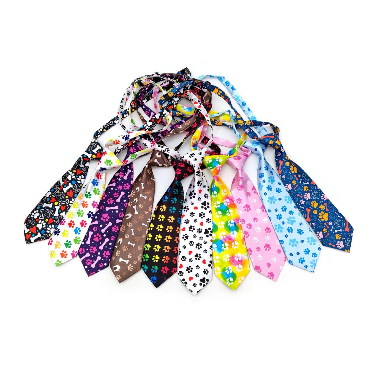 PET SHOW 10pcs Paw Print Medium Dog Ties Neckties for Medium Large Dogs Adjustable Holiday Birthday Grooming Accessories Neck Ties Girl Boy Festival Wedding Costumes Puppies Party Gift