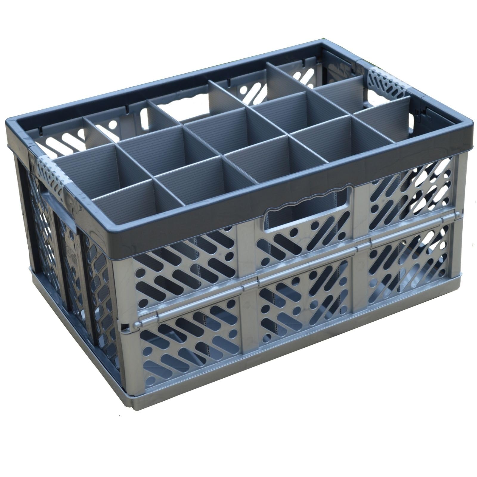 Glassjacks - Glassware And Glassware Storage Box Company Grey And Silver Glassjacks Glassware Storage Box - Folding Container - 15 Cells - Beer/Pint Glasses - Maximum Glass Height 245Mm - Maximum Glass Width 97Mm - Silver/Grey
