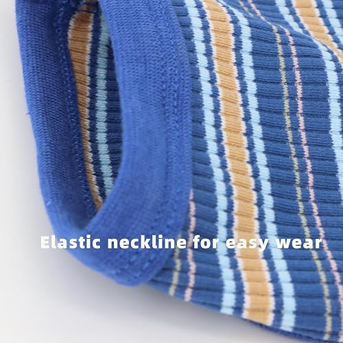 Miniatura 5 de LOPHIPETS camisa de perro con cuello acanalado 100% algodón para perros pequeños taza Chihuahua Yorkie ropa para cachorros camiseta sin Azul,Rosa