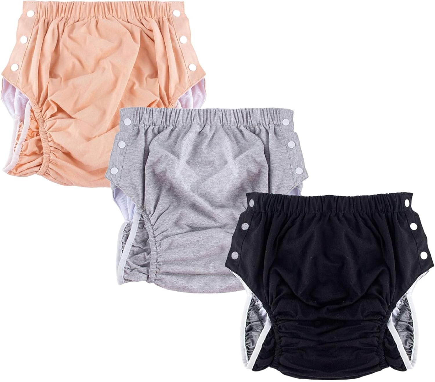 3 Pack Adult Cloth Diapers,Waterproof Adult Diapers Women Adjustable Reusable Cloth Incontinence Underwears for Men,Cotton Incontinence Pants for Adults