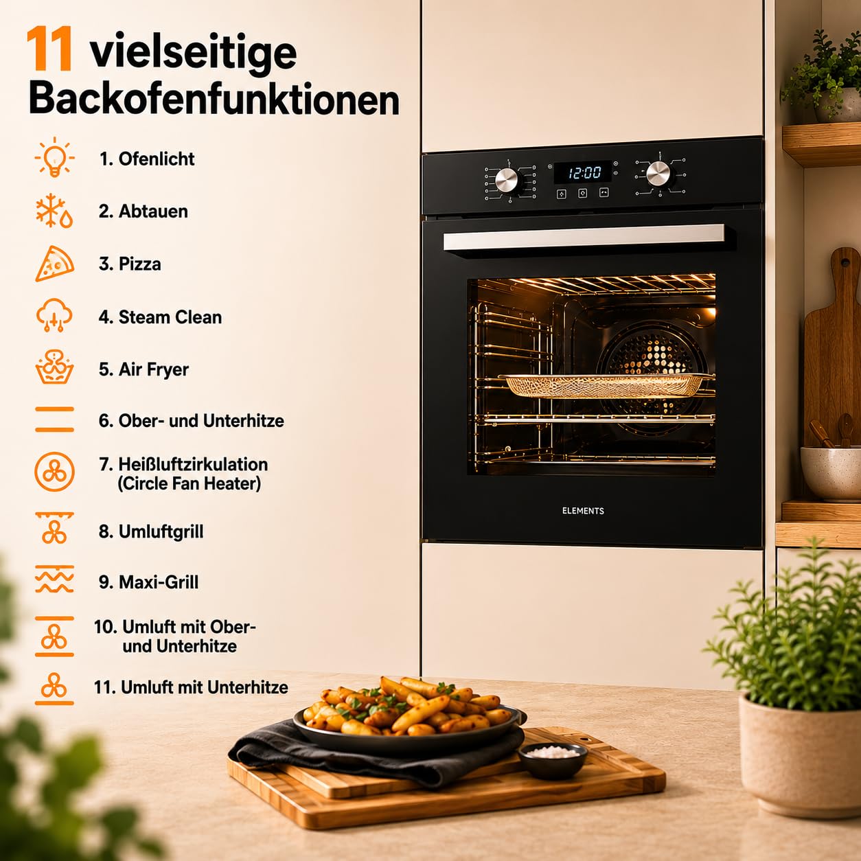 Autarkes Herdset 60 cm Einbaubackofen mit Air Fry & Steam Clean Induktionskochfeld 59 cm Flexzone A+ Energieklasse