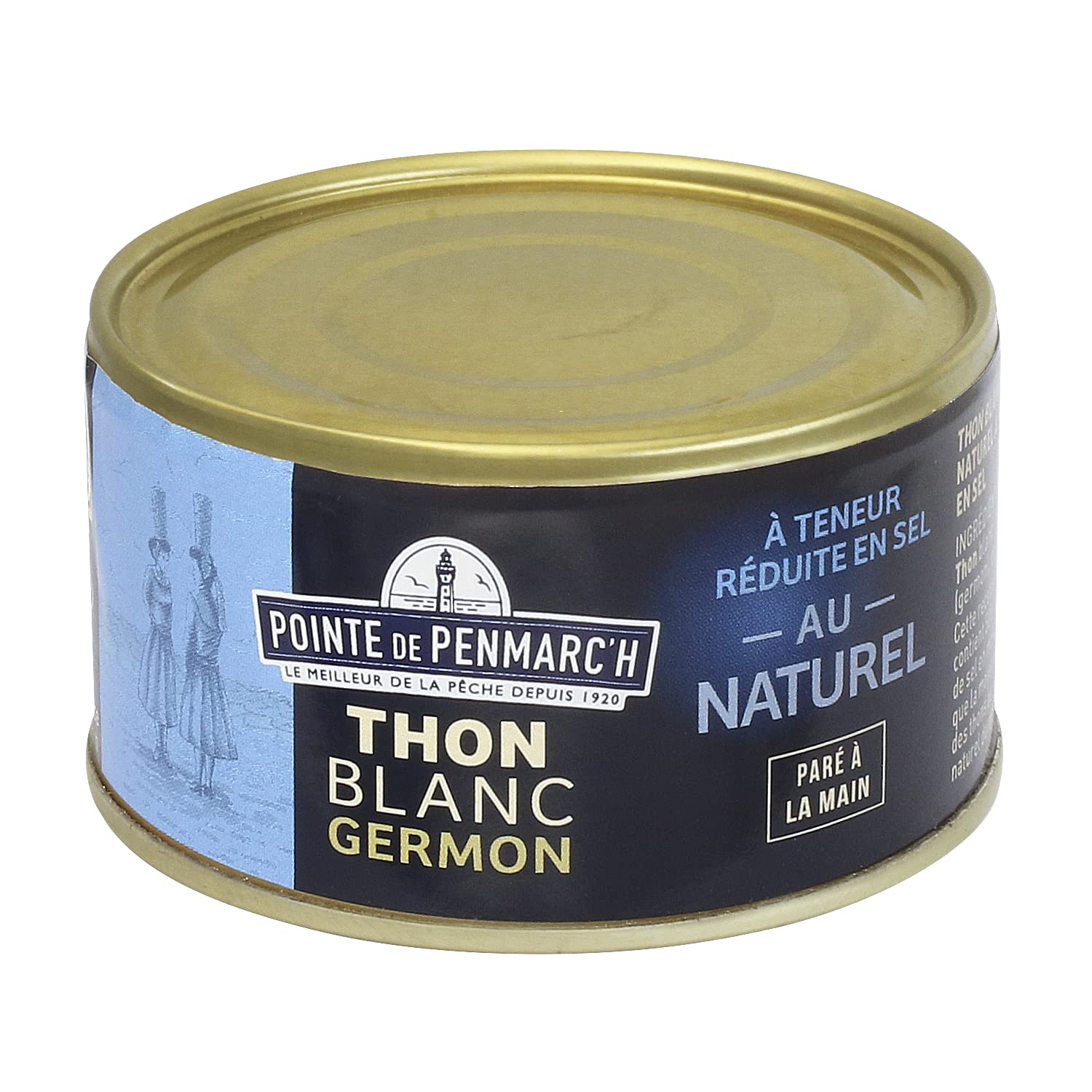 Thon blanc germon au naturel à teneur réduite en sel Pointe de Penmarc'h le lot de 6 boîtes de 132 g - Livraison en 2 à 3 jours ouvrés depuis la Bretagne