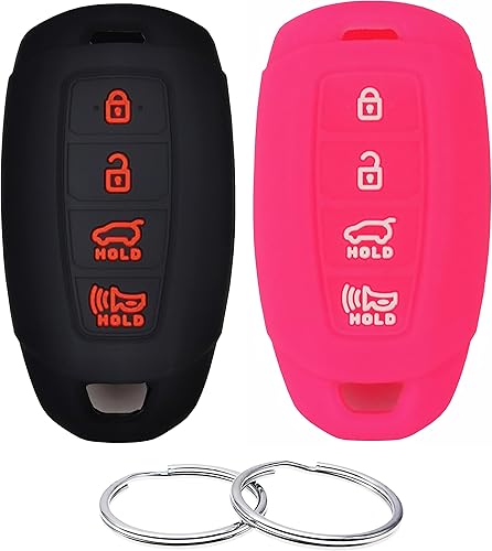 Funda de goma de silicona compatible con Hyundai Accent Azera Elantra GT Kona Veloster Veloster Veloster N 2017-2021 (no para llaves con botones de