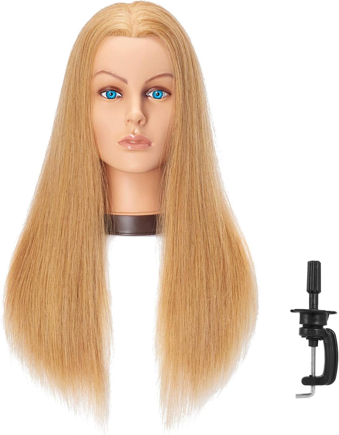 24-26'' Mannequin Head With Human Hair Styling Training Head Dolls for Cosmetology Manikin Maniquins Practice Head with Stand
