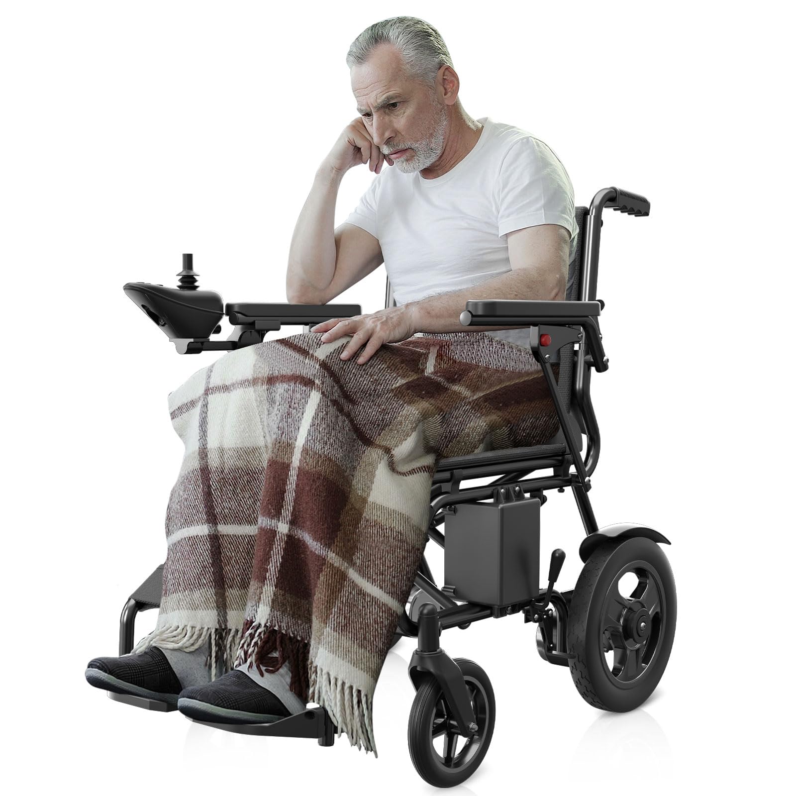 Foldable Intelligent Electric Wheelchairs for Adults & Motorized Wheelchair for Seniors, Lightweight Electric Wheelchair Equipped with Powerful Motor and 360° Control Joystick (Black)