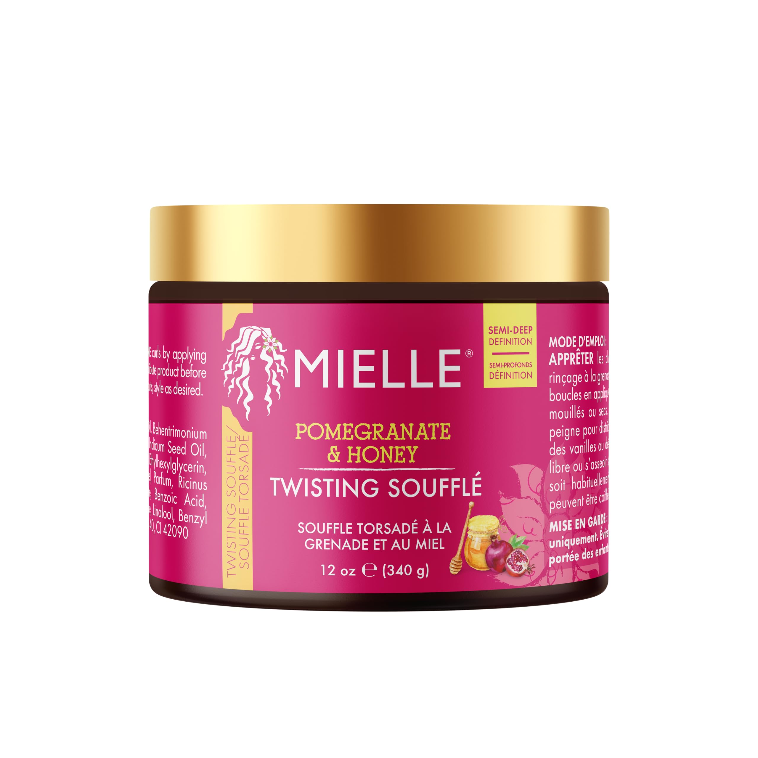 Mielle Organics Soufflé coiffant grenade et miel – Crème hydratante pour cheveux bouclés type 4