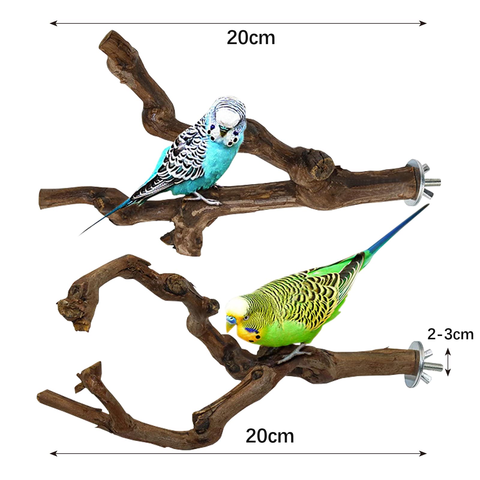 2PCS Posatoi in Legno di Uccelli CHUNLINLAODA-Posatoi per Uccelli Trespolo per Uccelli e Pappagalli Ramo D'uva Naturale Giocattolo Posatoi per Uccelli Legno Naturale per Cacatua Cocorite