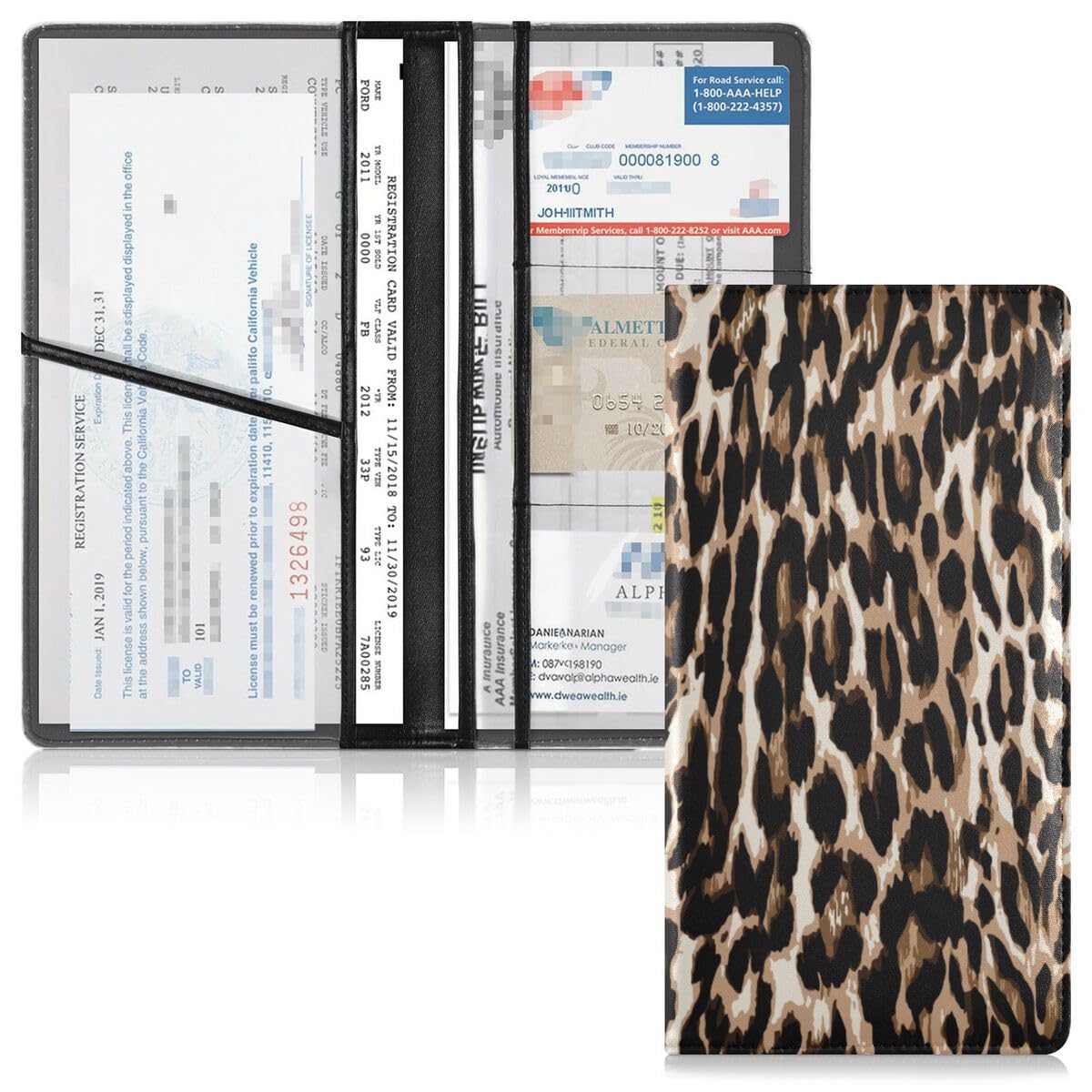 Ibasenice Porte-documents Pour Assurance Automobile Pu Cuir Organiseur