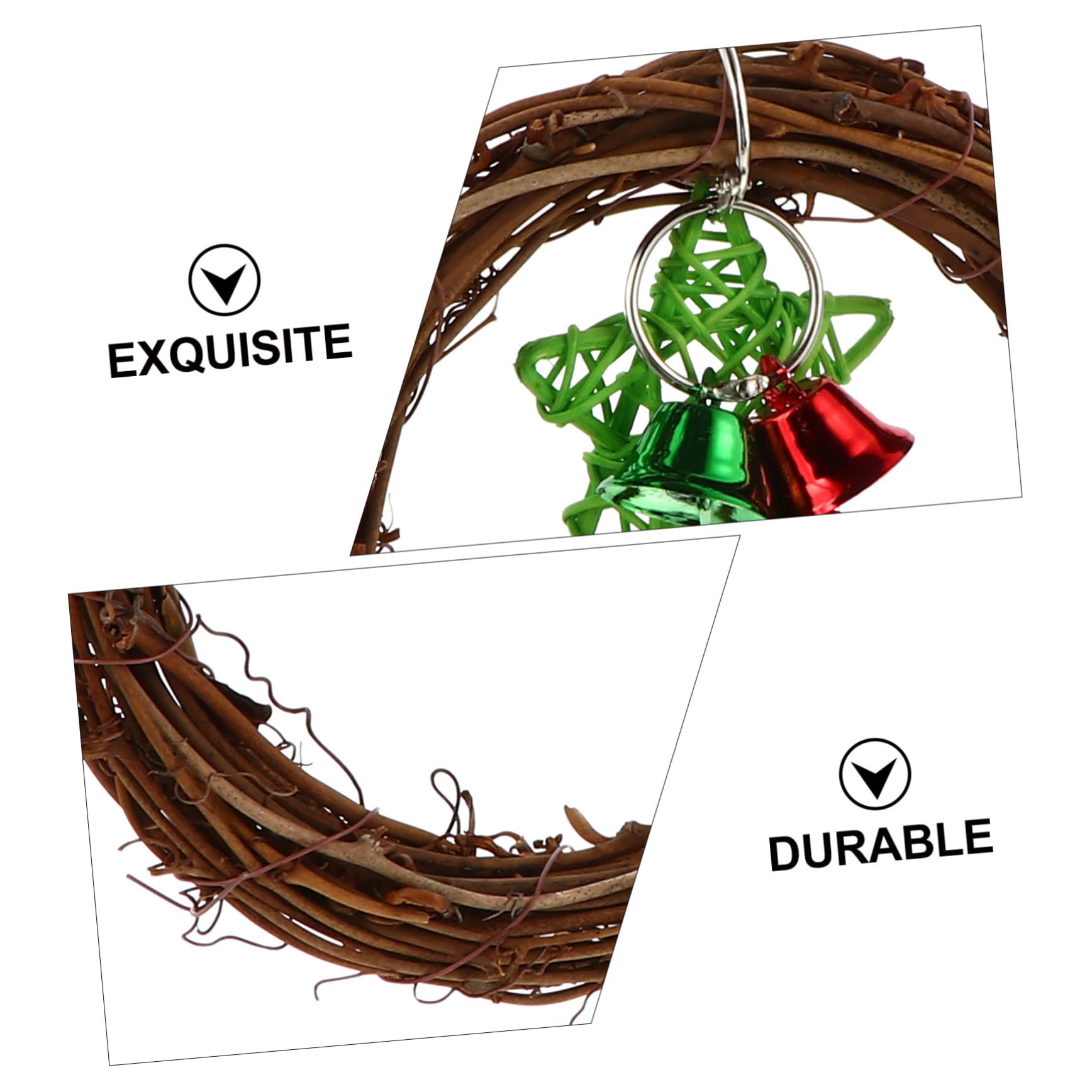 Beaupretty 3pièces Cage à Oiseaux avec Jouet Rattan pour Perruches Et Perroquets Balancement avec Cloches Et Décoration Murale Naturelle