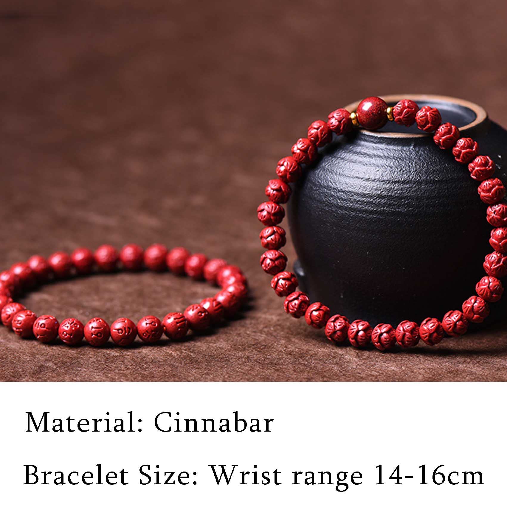 Braccialetti con Perline, Bracciale ReikiCrystal con Perline di Loto Meditazione(Six Words Mantra Bead 8mm)