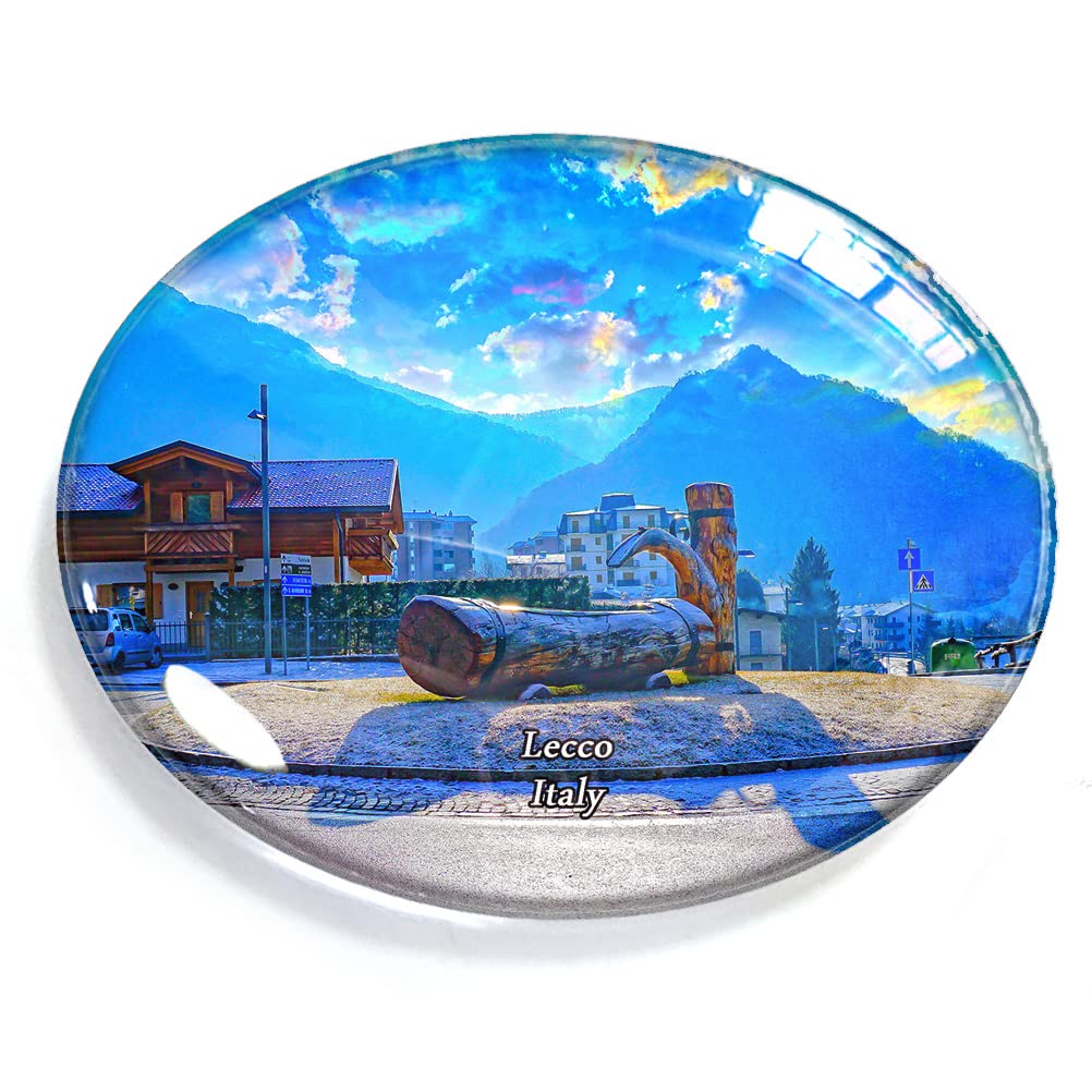 Italy-2780 Lecco Italy Magnet Fridge Refrigerator Freezer Magnet Sticker Souvenir Decorations Oval Crystal Magnet Kitchen Whiteboard