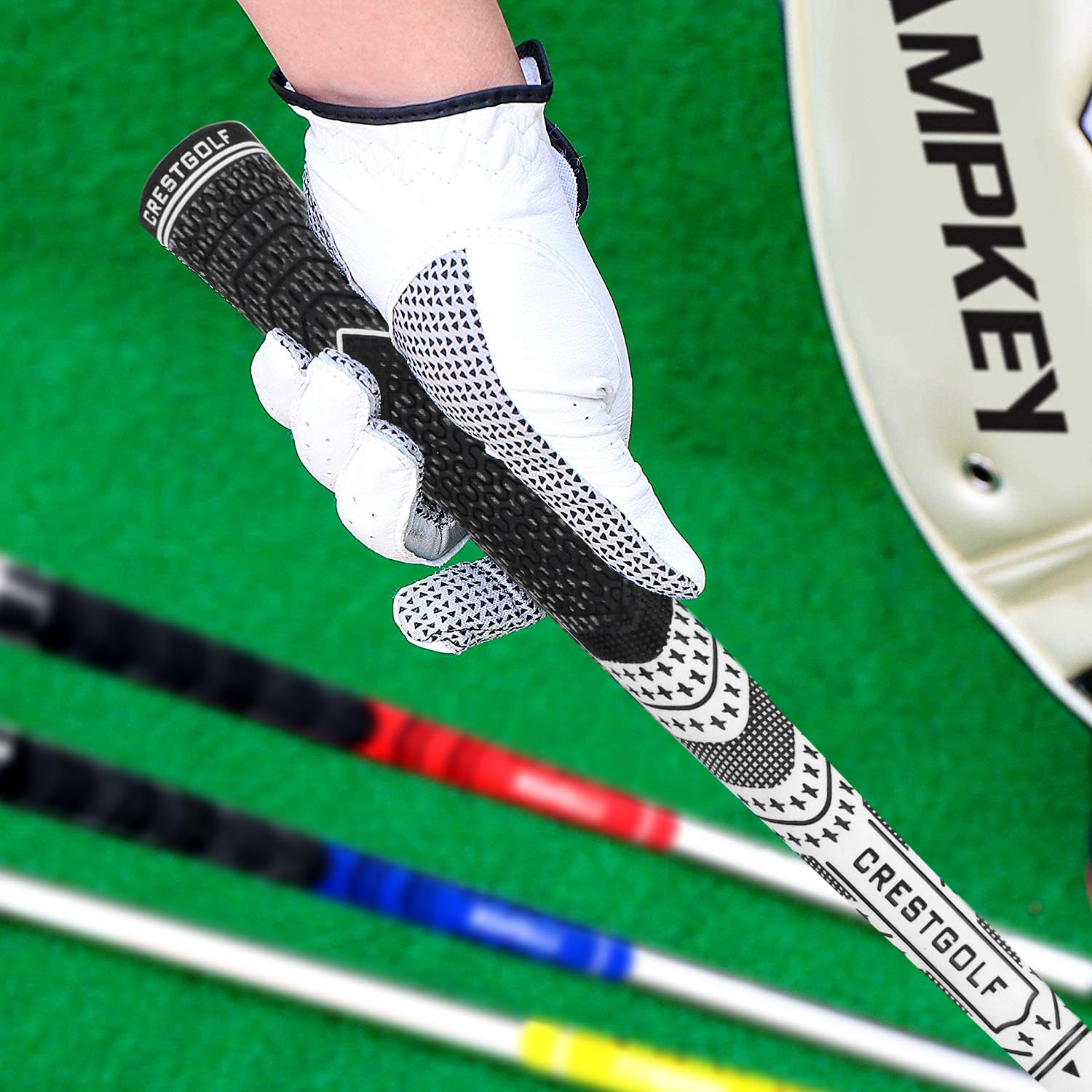Crestgolf Aktualisierte Multi-Compound-Golfgriffe 13er Set inkl &Golfgriff-Sets für Golfschläger,Montageset – utschfest, ökologische Baumwollgarn-Faden-Technologie (weiß, mittelgroß)