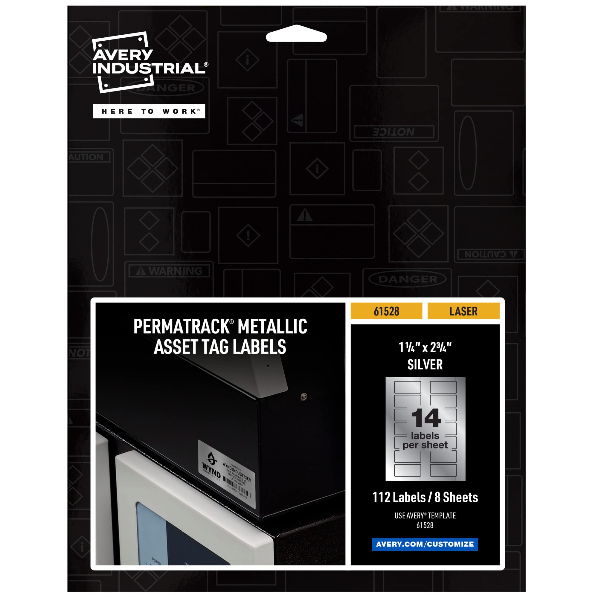 Metallic Asset Tag Labels, 1-1/4 x 2-3/4", Laser Printable Tags, 112 Waterproof Labels (61528)