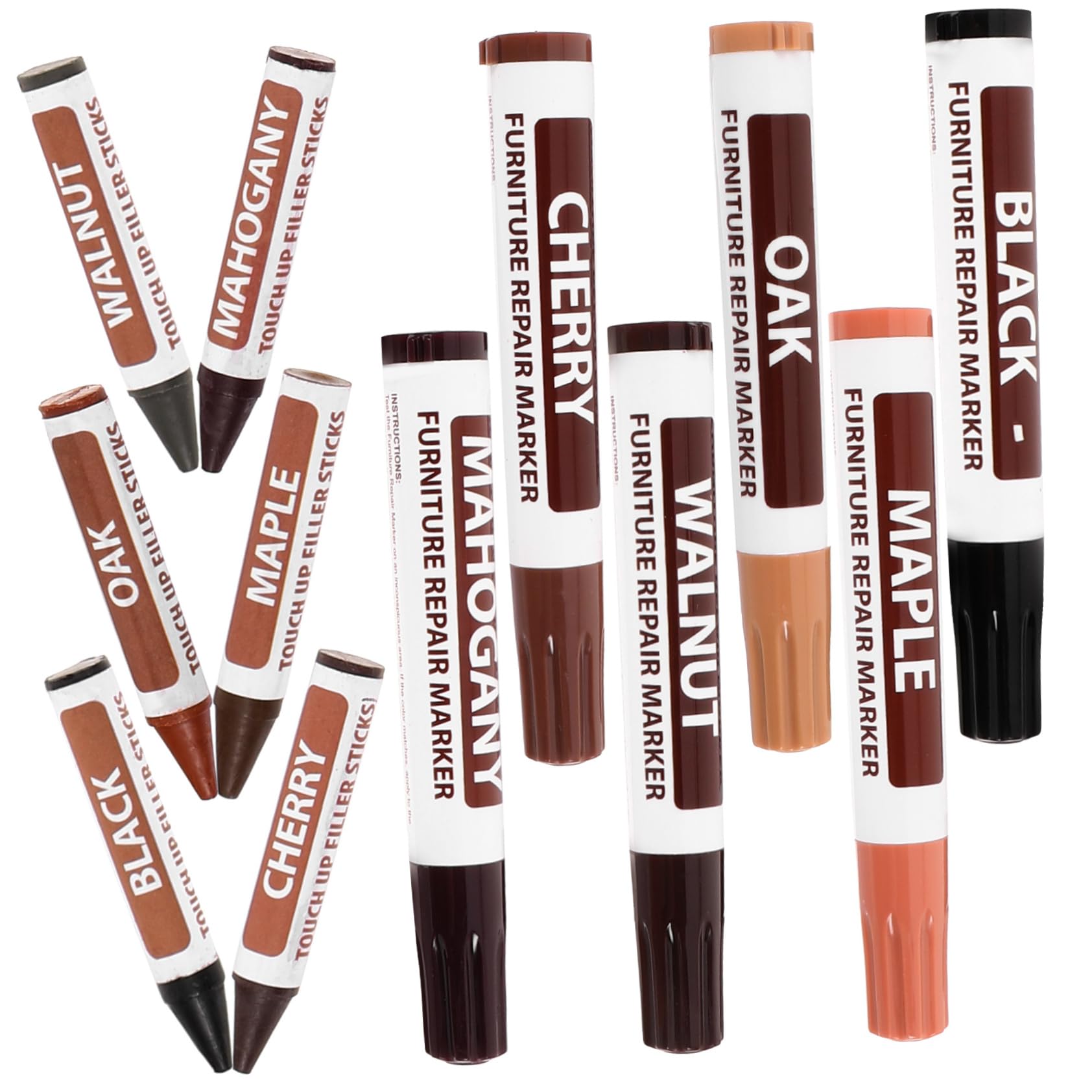 Cabilock 1Set Furniture Touch Up Markers Colors Wood Stain Repair Pens for Scratches Dents Marks Versatile Wood Repair Kit for Floors Cabinets Furniture Surfaces