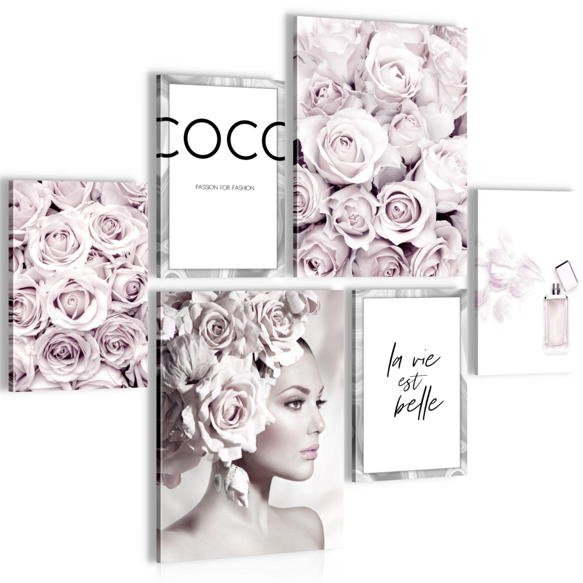 Novart Quadros Coco Quadro Moderno Rosa Su Tela – Collage Per Soggiorno E Camera Ragazze, 110g/m², Made In Germany, Senza Cornice