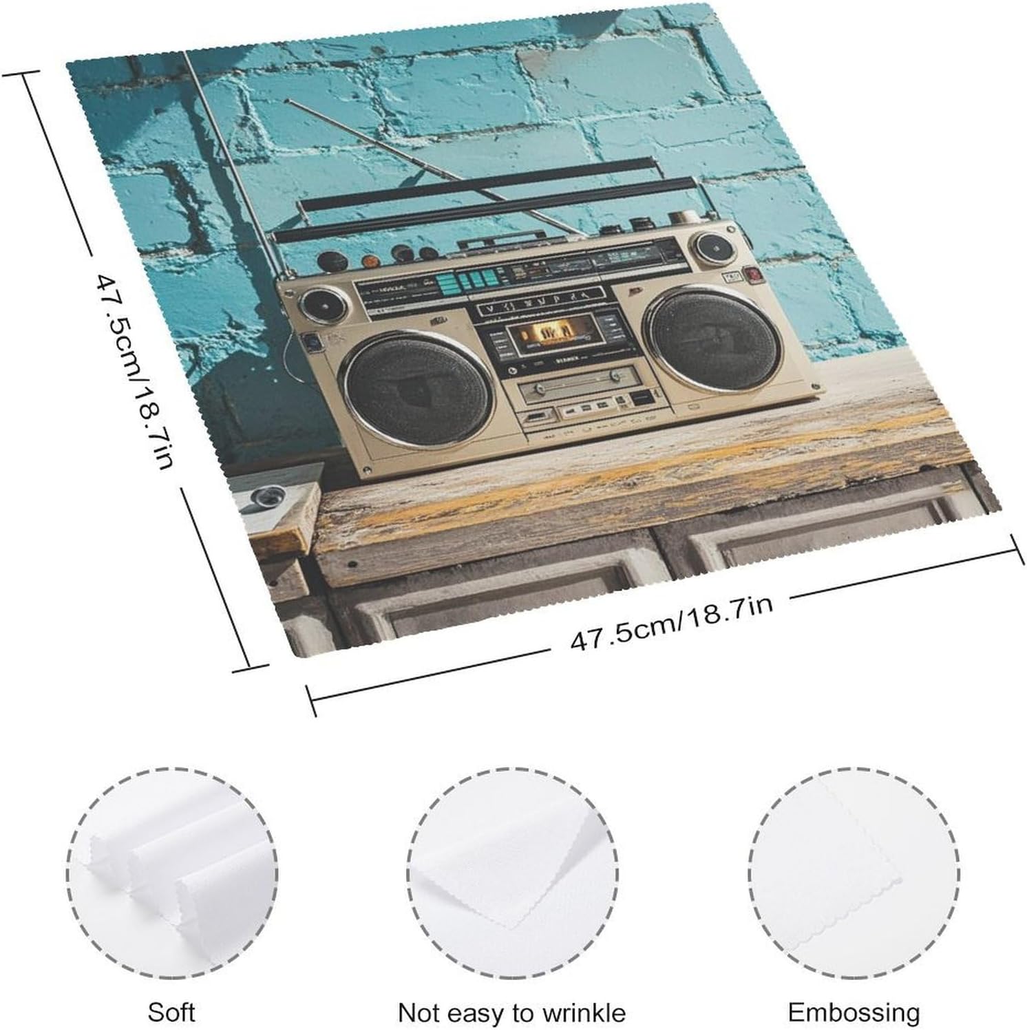 Cloth Napkins Absorbent Dinner Napkins Set of 2 PCS Washable Napkin Vintage Wall of Radio Boombox Decorative Cloth Napkin Table Accessories for Parties Weddings Cocktail image 2