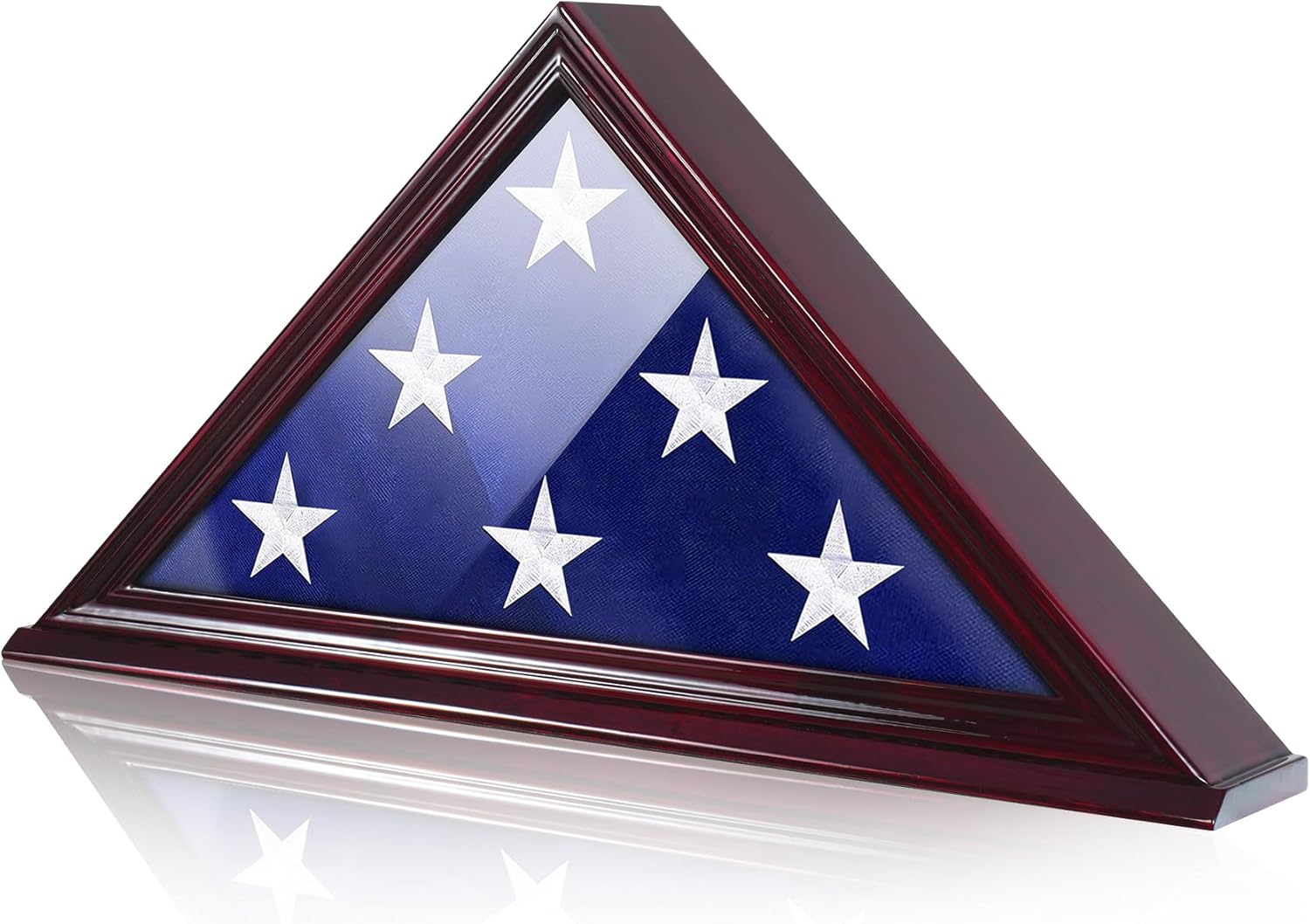 Flag Display Case for American Veteran Burial Flag, 5' x 9.5' Military Flag Shadow Box with HD Tempered Glass and Wall Mounted, Memorial Flag Frame for Folded Funeral Flag Mahogany