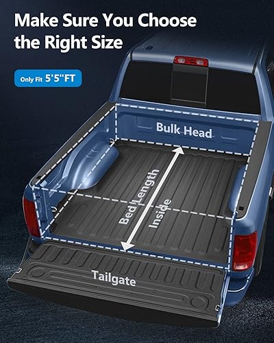 Miniatura 2 de TOPCOVER Cubierta rígida para caja de camioneta plegable cuádruple para Toyota Tundra 2007-2019 Fleetside 5 pies 5 pulgadas, cubierta negra para