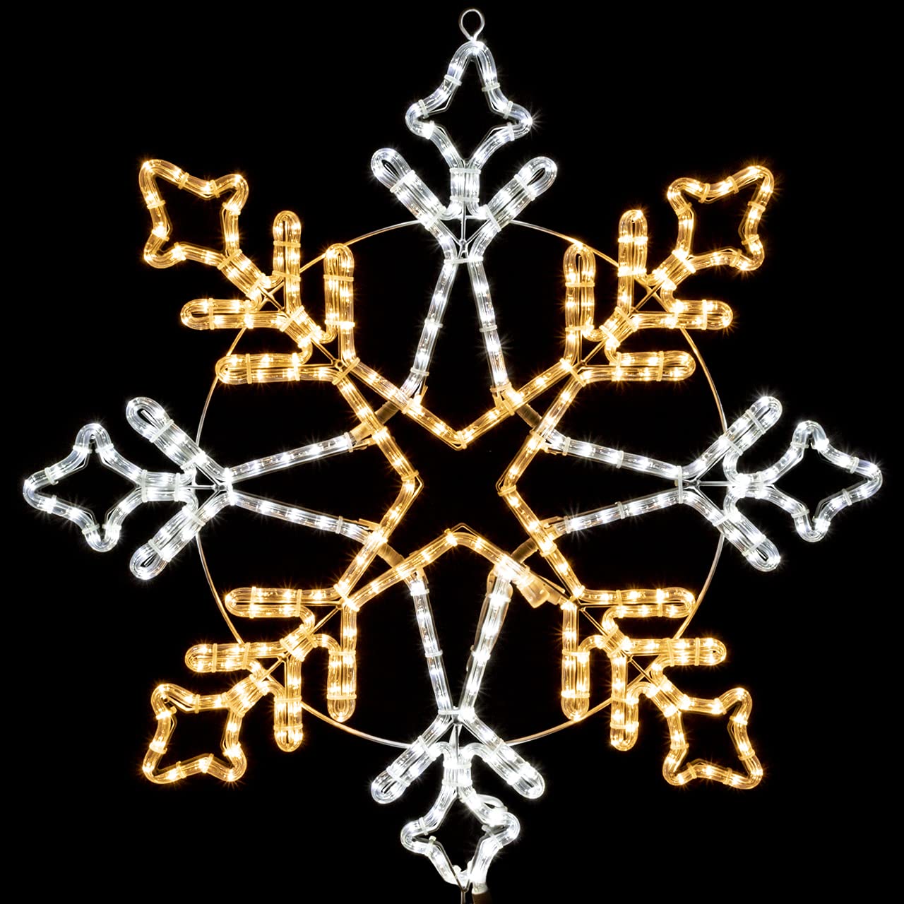 ElectricArt 30 Inch Cool White and Warm White LED Rope Light Snowflake Motif