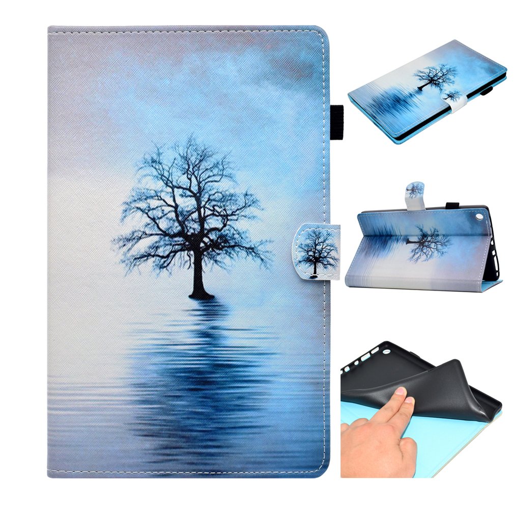 LMAZWUFULM Case for Amazon Kindle Fire HD8 2016/2017 (8,0 Inch) PU Magnetic Leather Cover Old Trees in the Water Pattern Sleep/Wake Function Stent function Holster Flip Cover