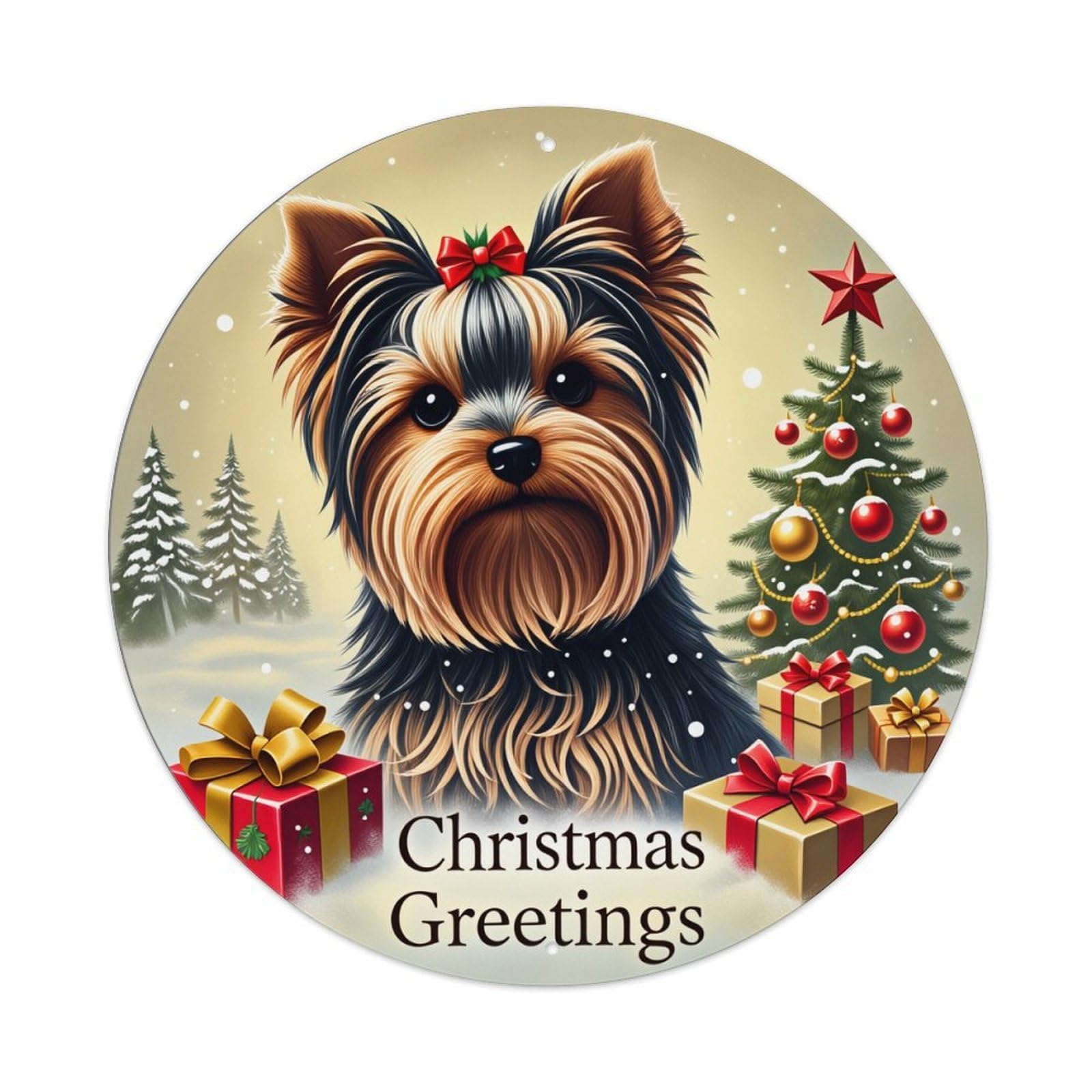 Christmas Dog Tree Gifts Snow Metal Tin Sign Vintage Garden Bedroom Cafe Bar Man Cave Home Wall Decor Metal Poster 8x8 inches