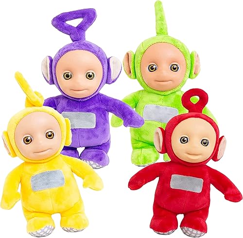 Teletubbies - Peluche parlante, paquete de 4 coleccionistas, cada uno dice más de diez frases del programa, las muñecas miden 11 pulgadas, Po, Laa