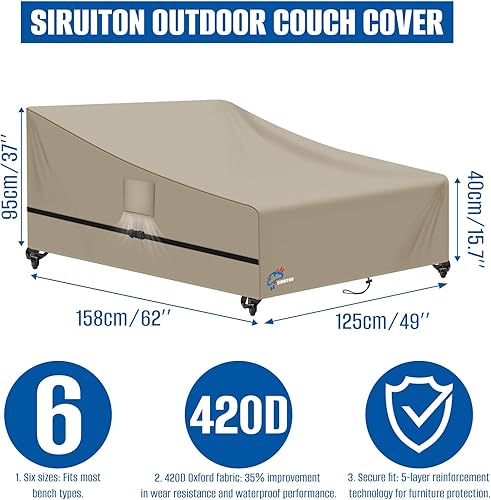 Miniatura 27 de SIRUITON Funda para sofá de 2 asientos, sofá biplaza, 51 pulgadas de ancho x 27 pulgadas de profundidad x 35 pulgadas de alto, funda impermeable