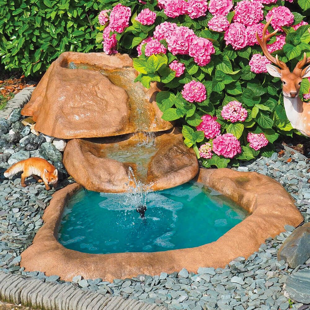 Giordanoshop Cascata Artificiale Roccia da Giardino 290x160 cm in Vetroresina con Pompa
